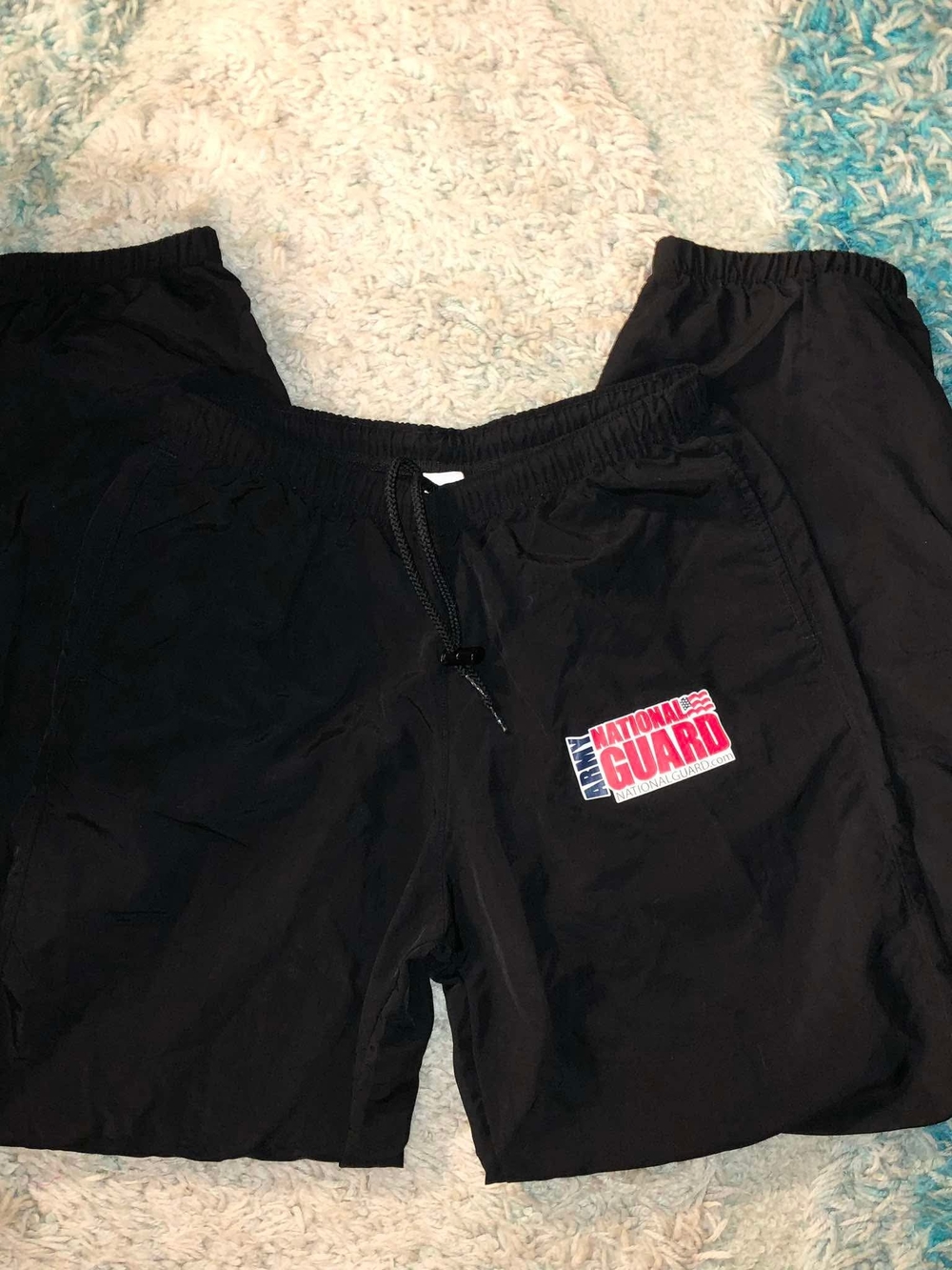 FB Solutions Army National Guard Black Nylon Track Pants, Medium Regular